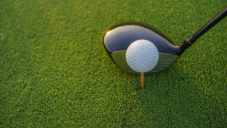 Golf,clubs,and,balls,on,a,green,lawn,in,a