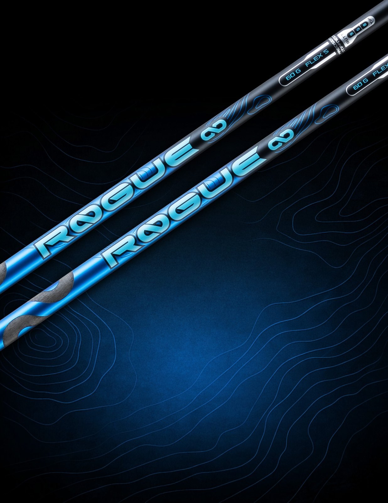 Aldila Rogue Infinity Blue wood shafts shown in pairs